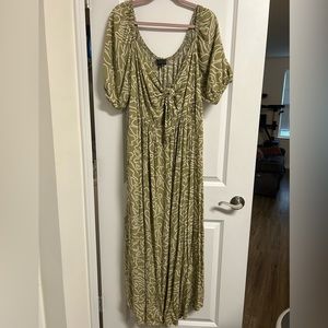 Eloquii maxi dress in pistachio green with small stomach cutout detail